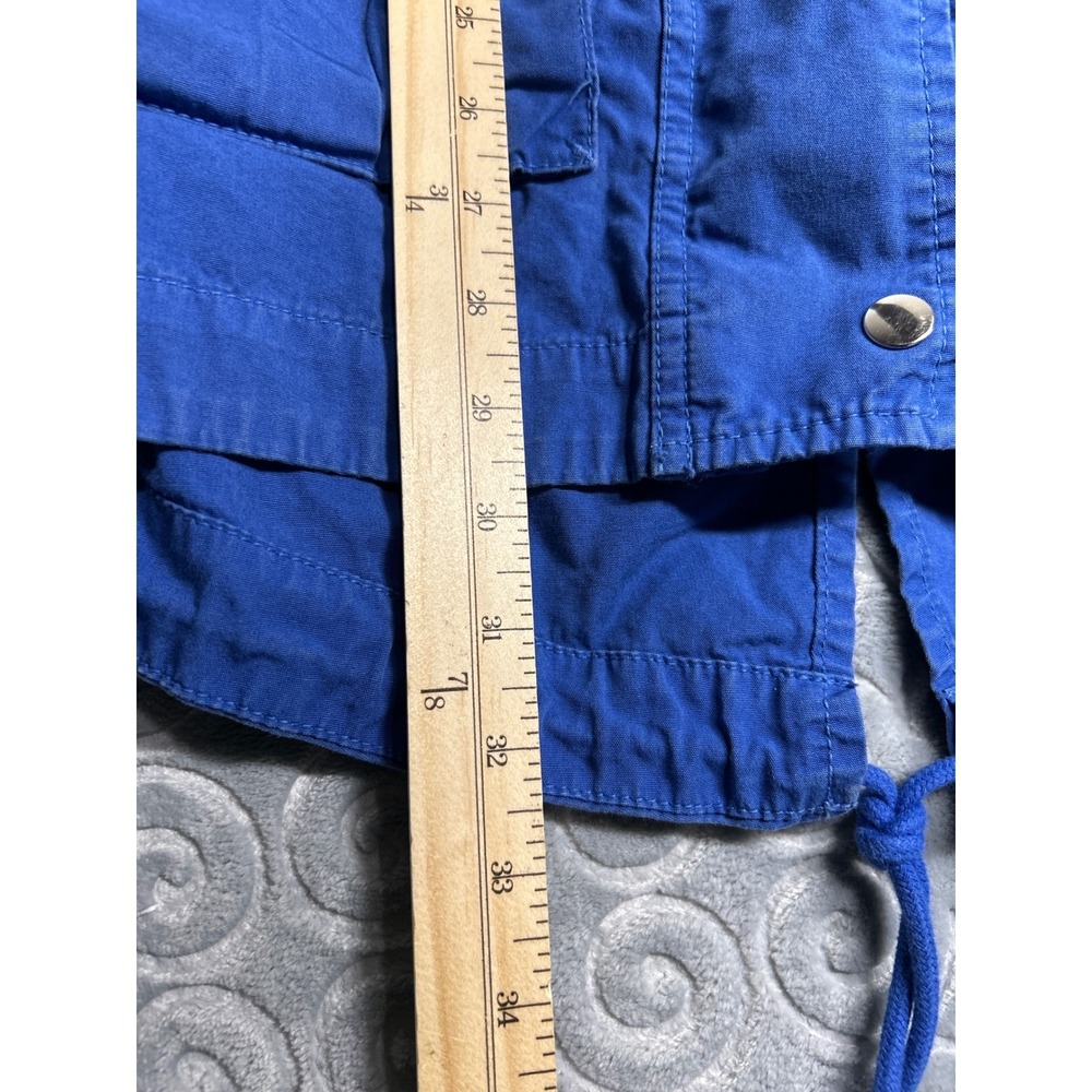VTG J.Crew XS Blue Hooded Cargo Utility Anorak Jacket Drawstring Waist Pockets - Picture 3 of 8